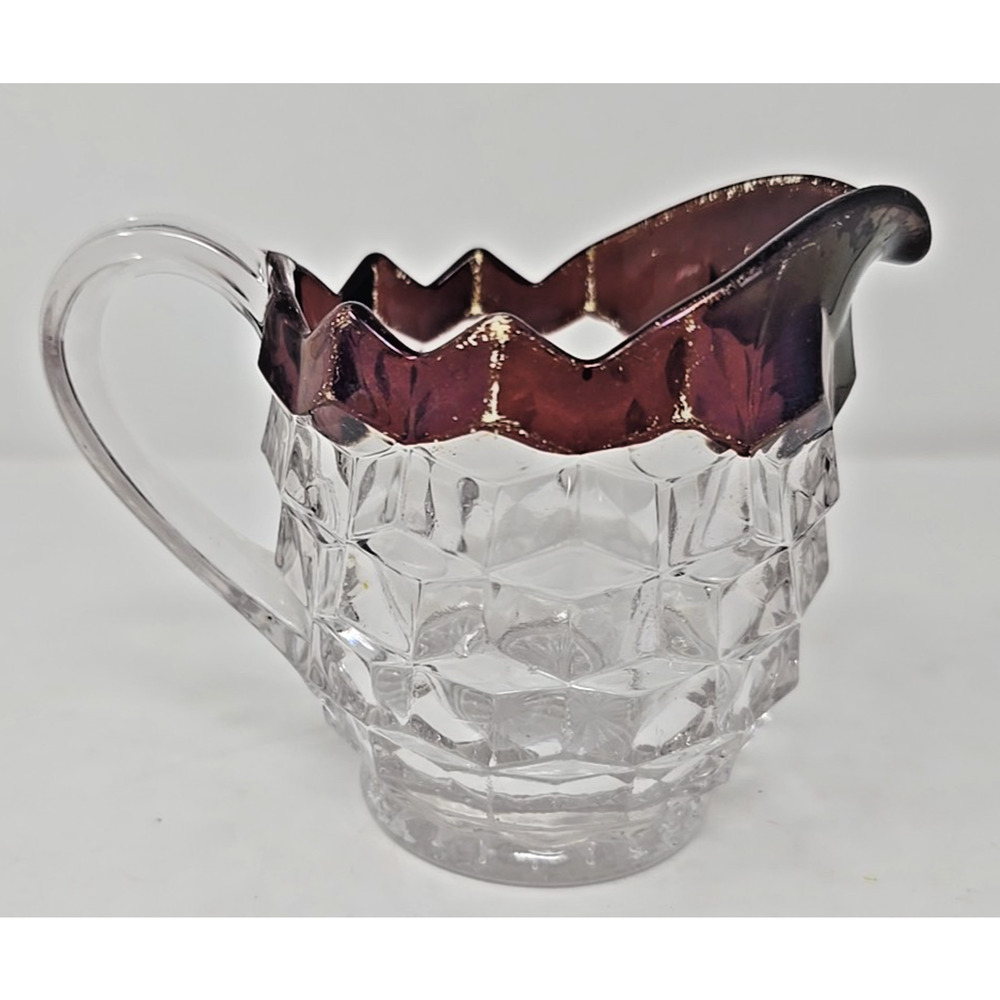 Vtg EAPG Fostoria American 2056 Pattern Ruby Stained Glass Creamer U174